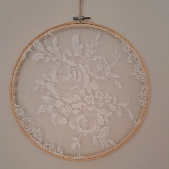 Boho Earring Holder Embroidery Hoop Earring Organizer Vintage Lace Jewelry Rack - Picture 5 of 10